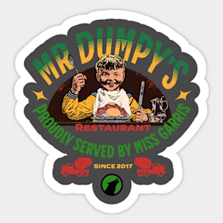 2 sided Mr Dumpys Restaurant Tshirt Sticker